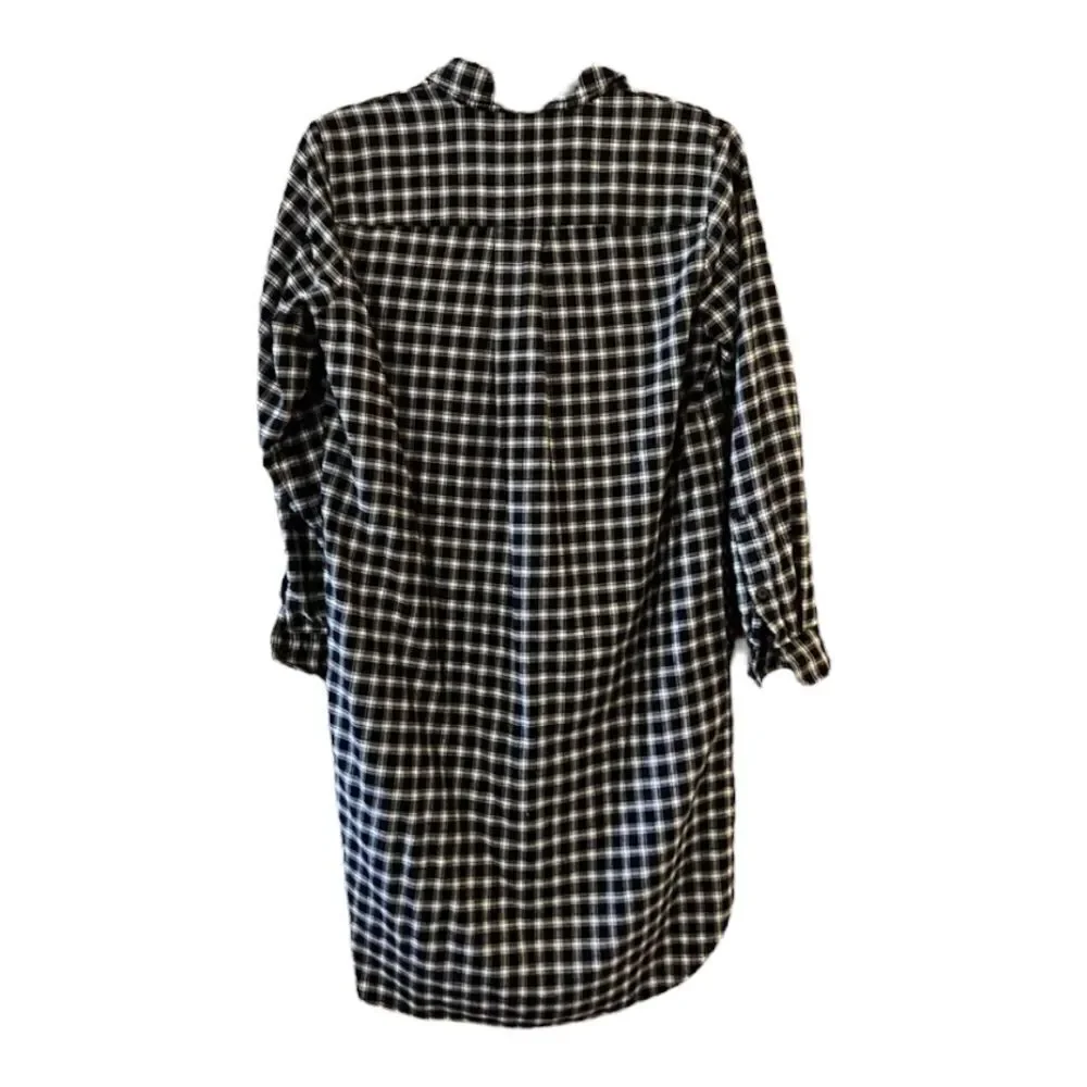 Madewell Black & White Glendale Plaid Flannel Daywalk Shirt Dress Size S
